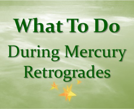 Abstract green backgroung with the words "What to do during Mercury Retrogrades"