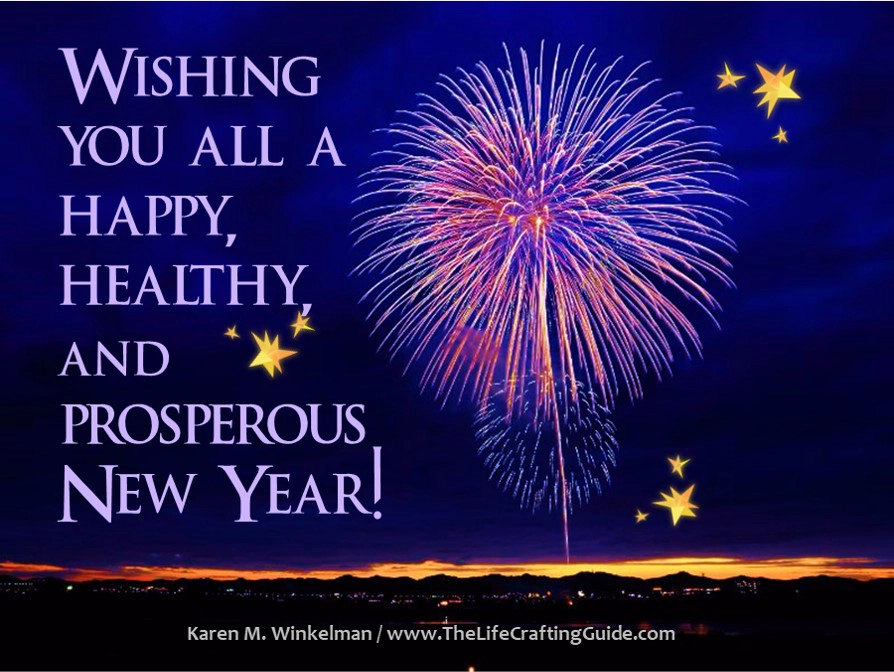 Image of fireworks in a dark blue sky with the words "Wishing you all a happy, healthy, and prosperous New Year."