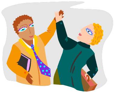 business couple high-fiving